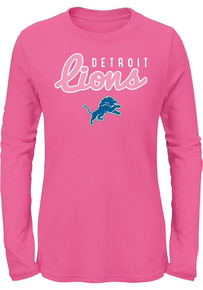 Detroit Lions Girls PINK Big Game Design Tee - 133418458