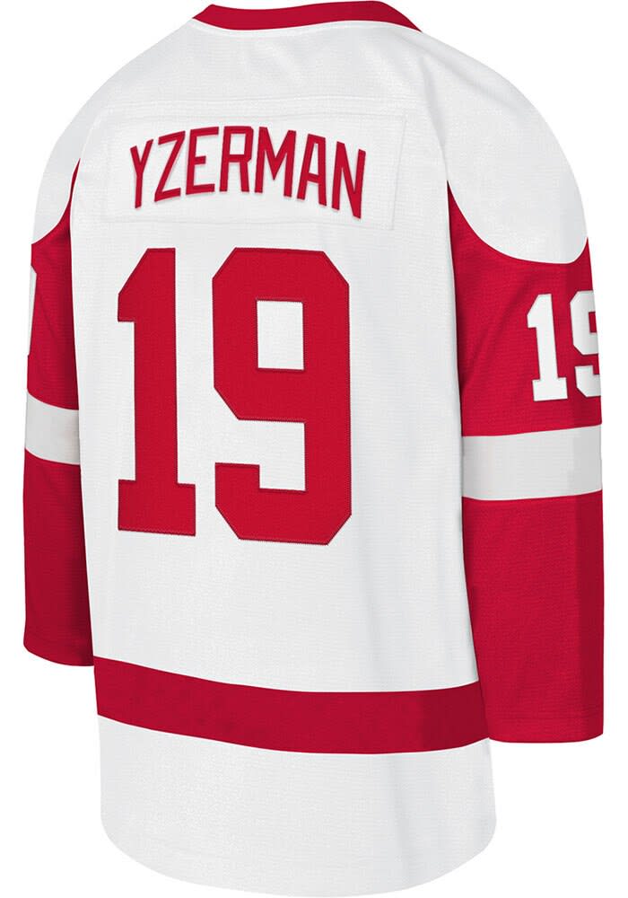 Detroit Red Wings Steve Yzerman Youth White Blue Line Retired