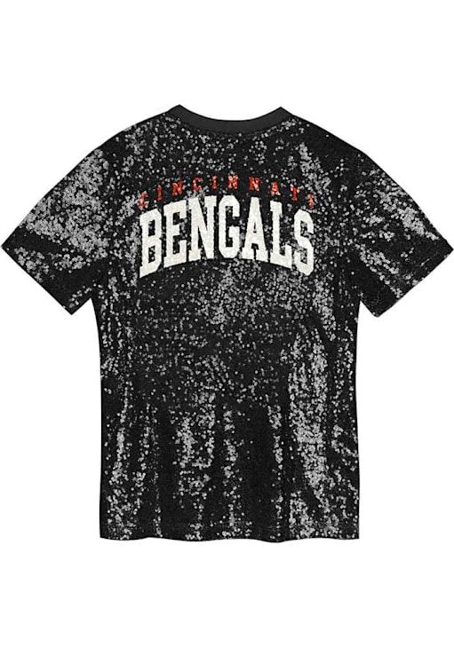 Cincinnati Bengals Womens BLACK Sequin Fashion Football Jersey
