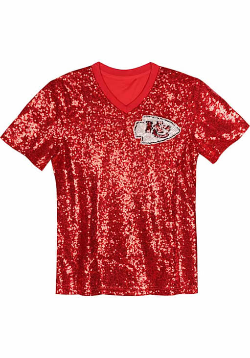 Kansas City Chiefs Womens Red Sequin Fashion Football Jersey