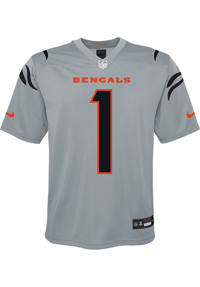 Ja Marr Chase Cincinnati Bengals Youth Grey Nike Inverted Football Jersey