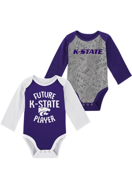 Baby Purple K-State Wildcats Play Time 2pk LS One Piece Set