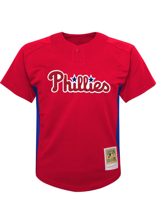 Roy Halladay  Mitchell and Ness Philadelphia Phillies Youth Red Mesh BP Jersey