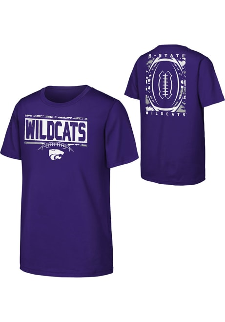 Youth Purple K-State Wildcats Camo Football Short Sleeve T-Shirt