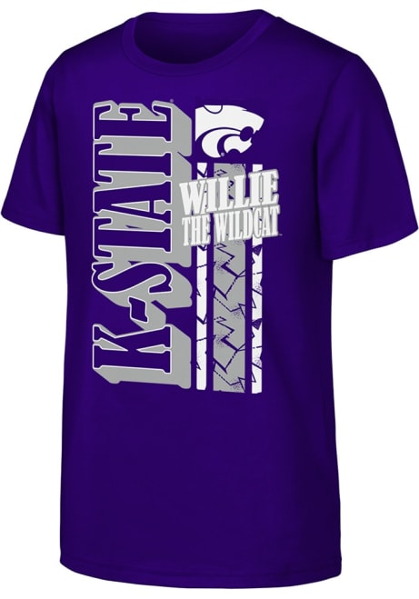 Youth Purple K-State Wildcats Cracked Stripe Short Sleeve T-Shirt