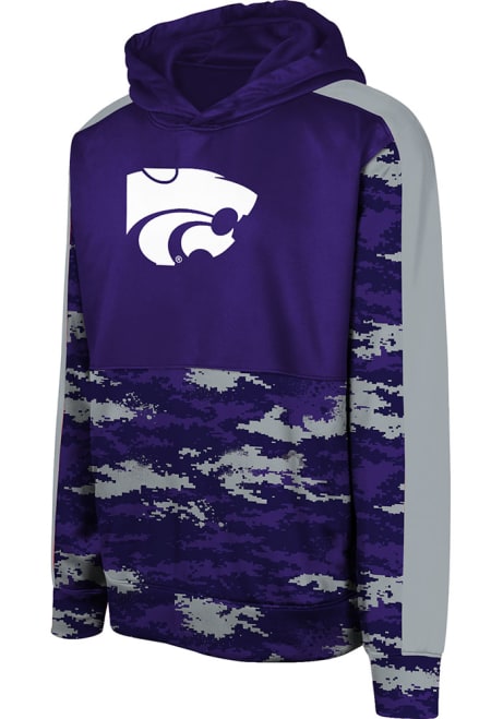 Boys Purple K-State Wildcats Pro Drill Perf Long Sleeve Hooded Sweatshirt