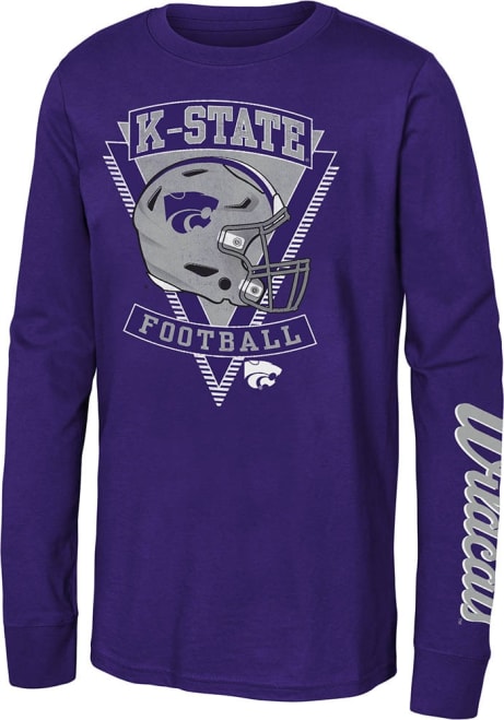 Youth Oatmeal K-State Wildcats Lets Get Loud Fball Short Sleeve T-Shirt