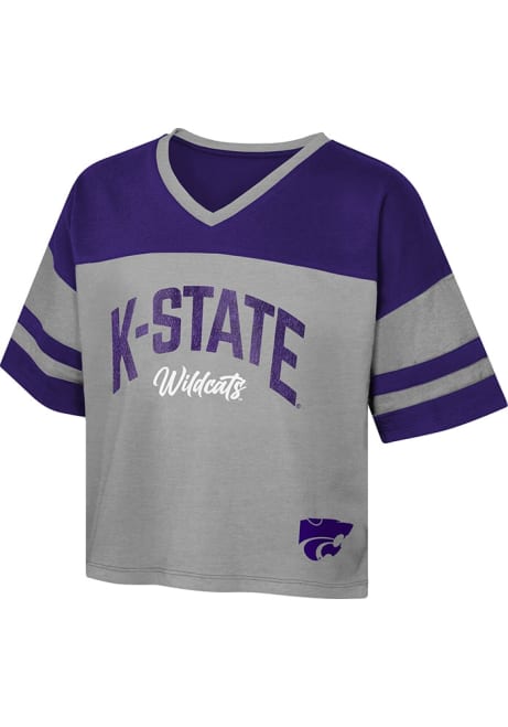 Girls Purple K-State Wildcats Play Maker Short Sleeve Fashion T-Shirt