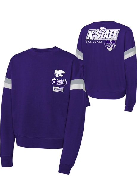 Girls Purple K-State Wildcats Eternal Love Long Sleeve Crew Sweatshirt