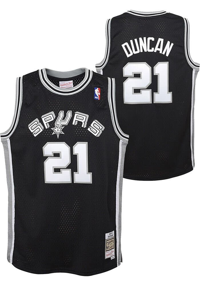 美品　Mitchell & Ness NBA SPURS ユニホーム　黒　XL San Antonio Spurs Tim Duncan Youth BLACK Swingman Road Basketball