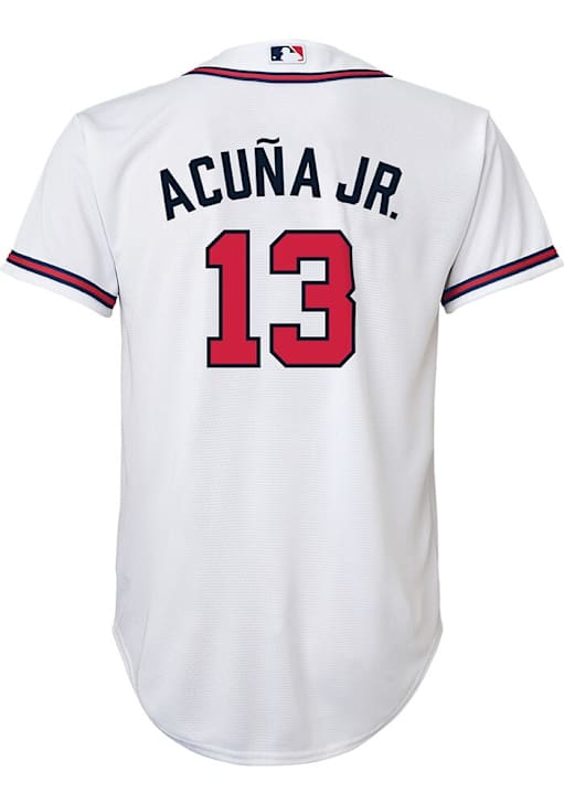 Atlanta Braves Ronald Acuna Jr Youth White Home Replica Baseball
