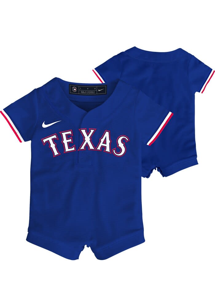 Texas Rangers Nike Baby ROYAL Alt Replica Romper Baseball Jersey