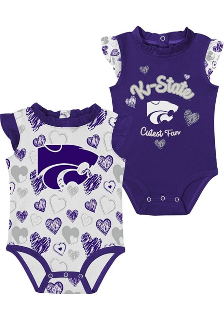 Baby Purple K-State Wildcats Happy Hearts Design One Piece Set