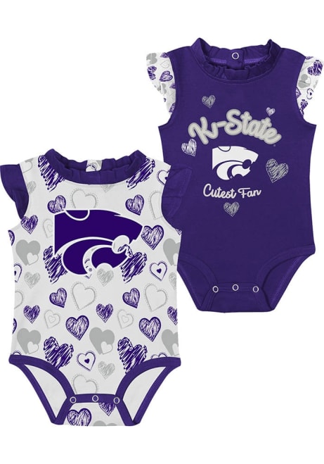 Baby Purple K-State Wildcats Happy Hearts One Piece Set