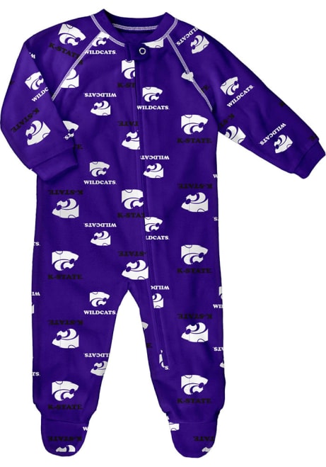 Baby Purple K-State Wildcats All Over Raglan Loungewear One Piece Pajamas