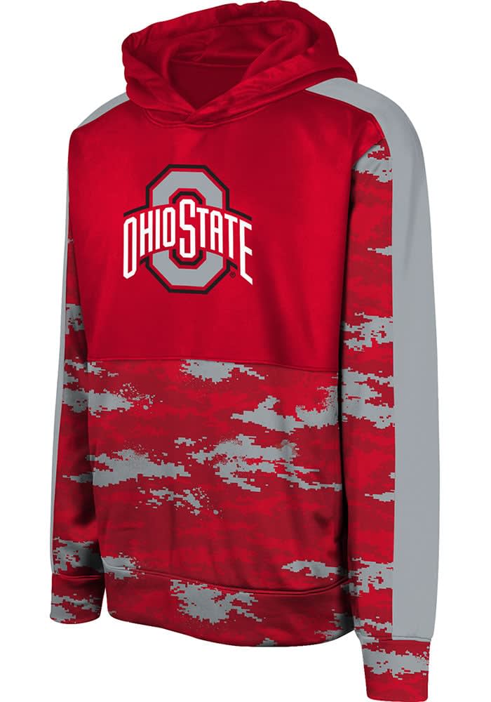 Outerstuff Ohio State Buckeyes Boys Red Pro Drill Perf Long Sleeve Hooded Sweatshirt Red 100 POLYESTER Size 5 6