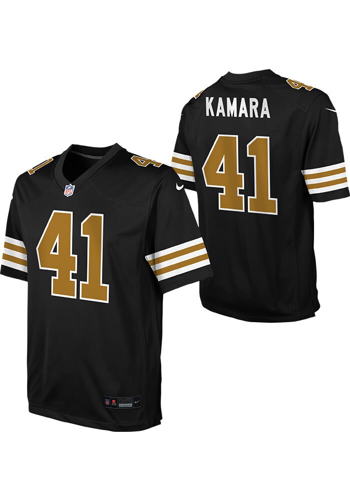 New Orleans Saints Alvin Kamara Youth Game Alt BLACK Nike Football Jersey