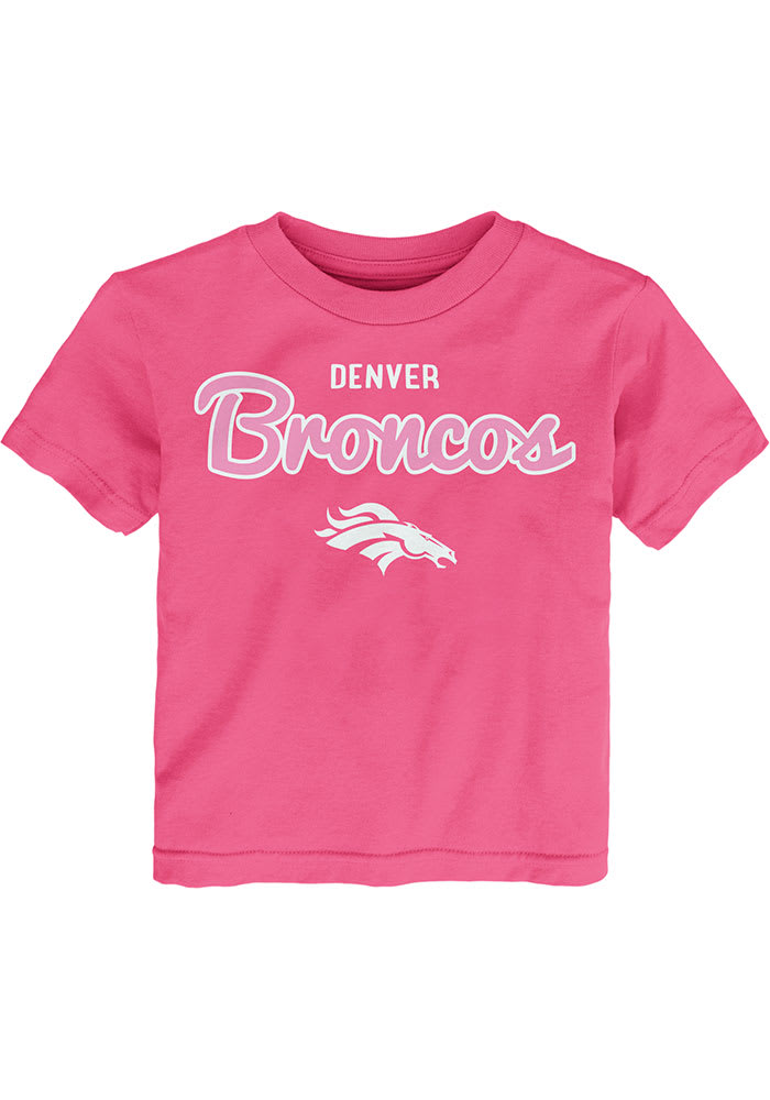 Denver Broncos Toddler Girls Pink Big Game Short Sleeve T Shirt