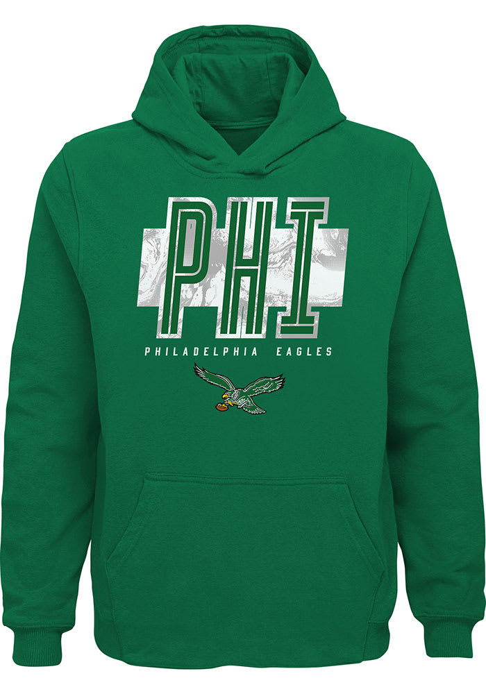 Philadelphia Eagles Youth KELLYGREEN Abbreviated Long Sleeve Hoodie