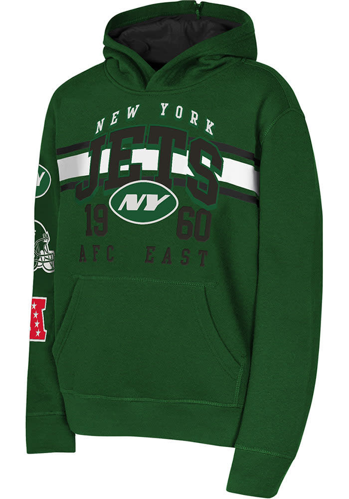 New York Jets Boys Green World Wide Long Sleeve Hooded Sweatshirt