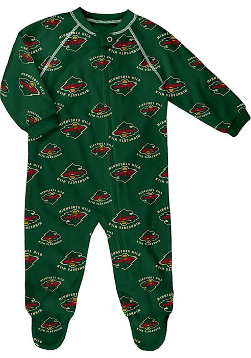 Minnesota Wild Baby Green Raglan Loungewear One Piece Pajamas