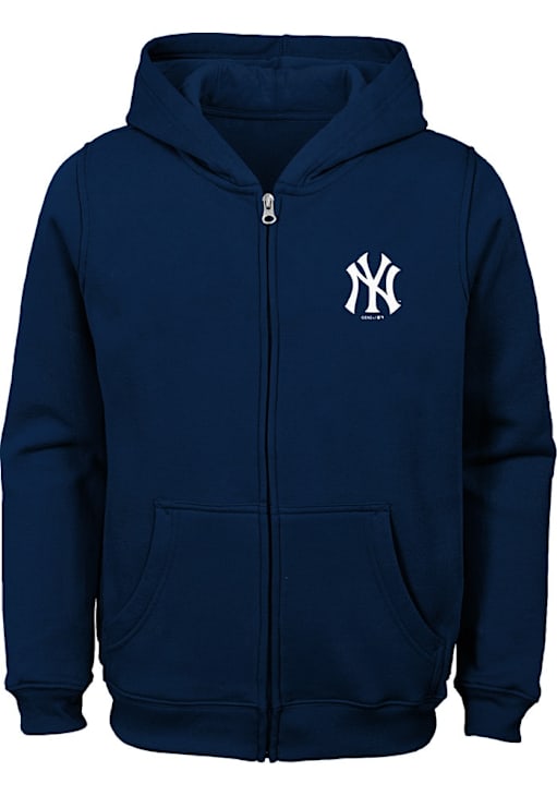 New York Yankees Youth NAVY Primary Logo Long Sleeve Full Zip