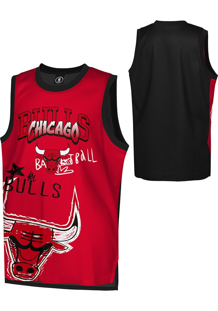 Chicago Bulls Youth Red Paste Up Tank Top - 133425664