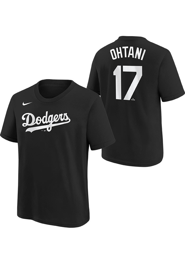 Ohtani 17 Tシャツ 黒 Los Angeles Dodgers Shohei Ohtani Los Angeles Dodgers Youth BLACK Name and Number