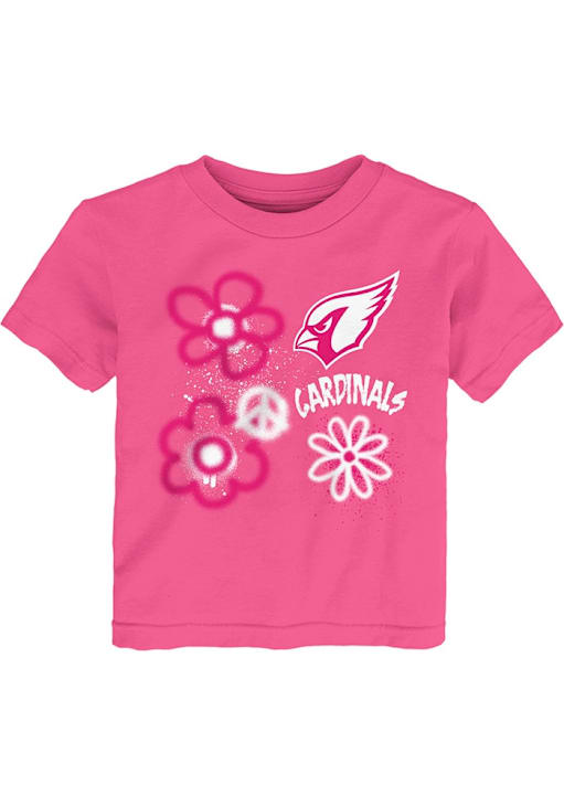 Arizona Cardinals Toddler Girls PINK Flower Power Short Sleeve T