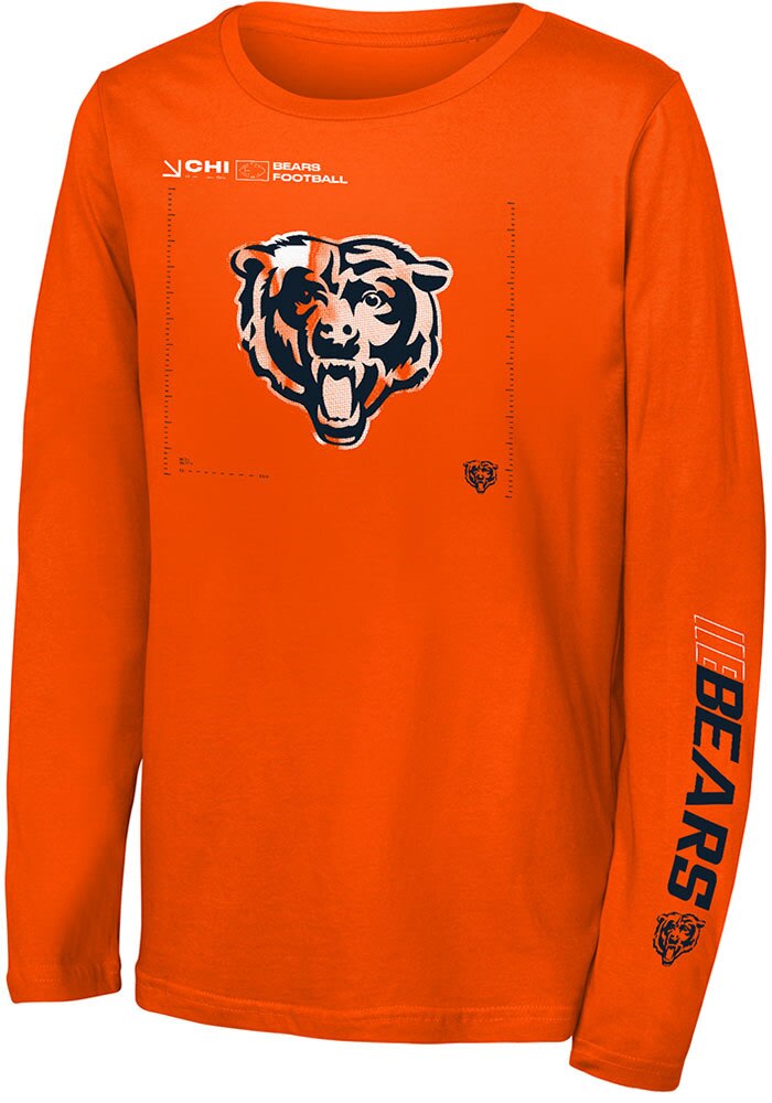 Chicago Bears Youth ORANGE Heat Map Logo Long Sleeve Tee - 133426736