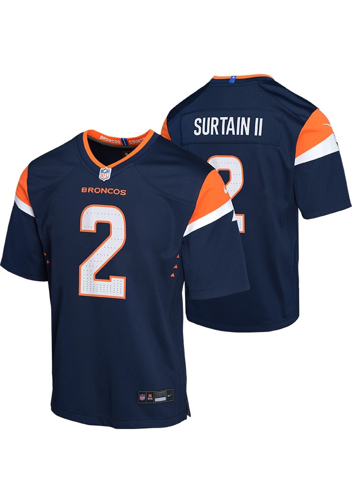 Denver Broncos Patrick Surtain Youth Alt 1 Replica NAVY Nike Football Jersey