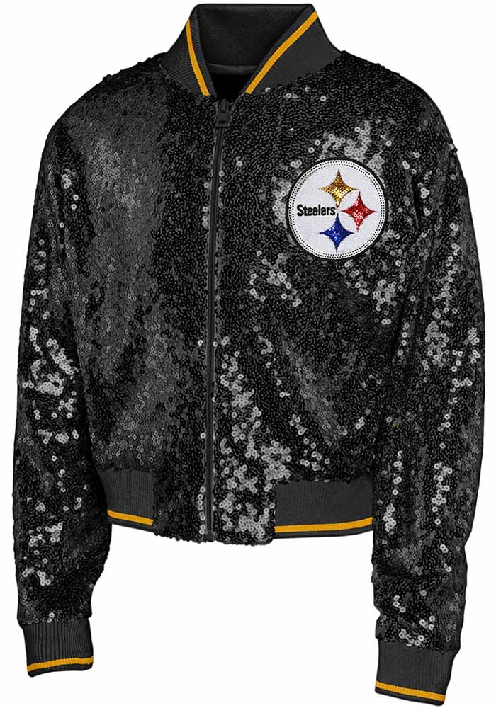 Pittsburgh Steelers ジャケット XL Pittsburgh Steelers Girls BLACK Glam Squad Zip Jacket