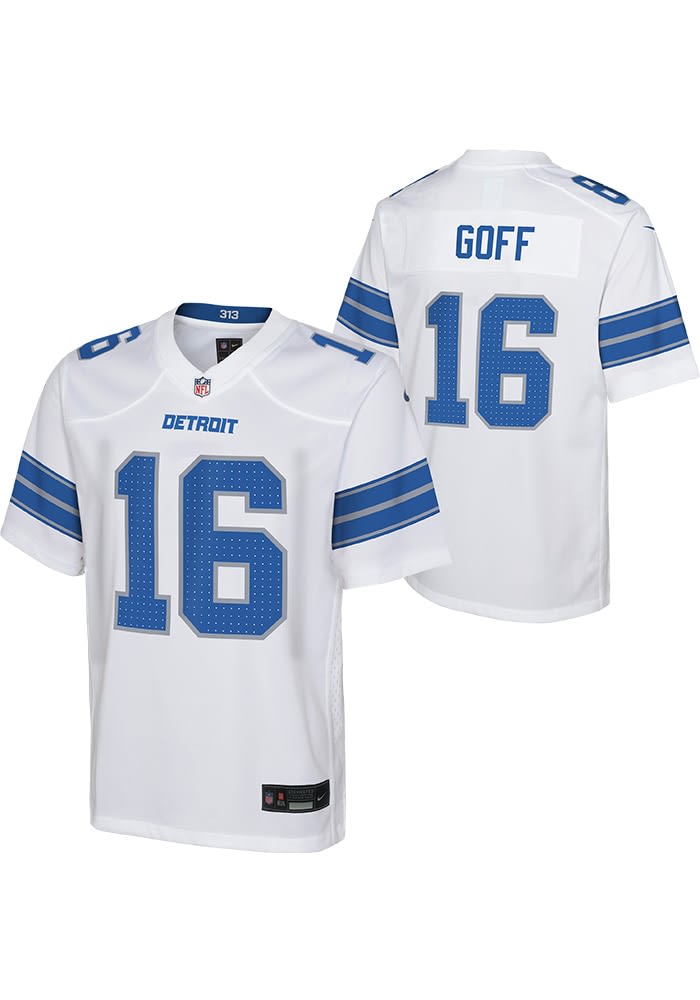 Detroit Lions Jared Goff Youth Away Replica White Nike Football