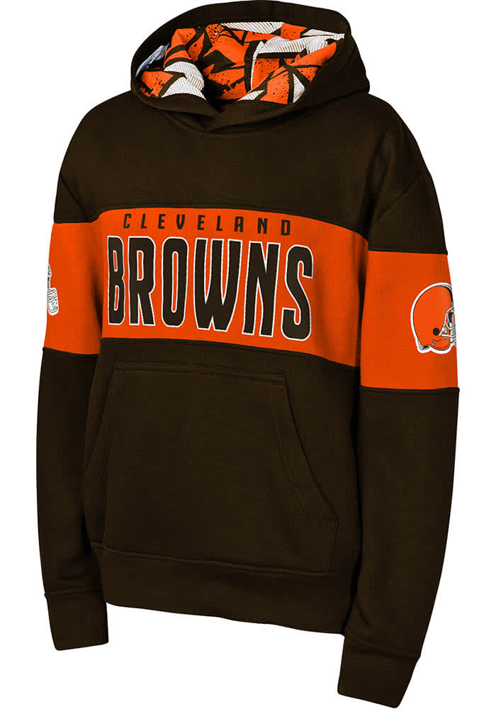 Cleveland Browns Youth BROWN Red Zone Long Sleeve Hoodie - 133429940