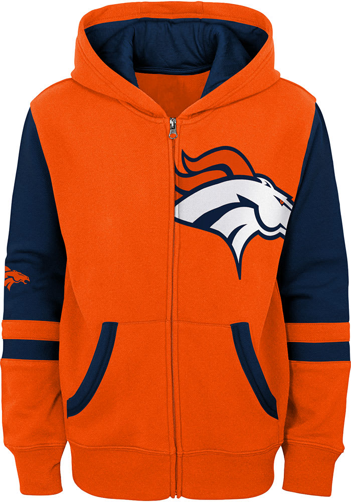 Denver Broncos Youth ORANGE Stadium Long Sleeve Full Zip - 133430201
