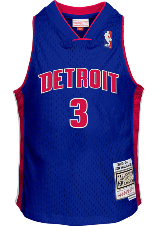 Ben Wallace  Mitchell and Ness Detroit Pistons Youth Swingman Road Blue Basketball Jersey
