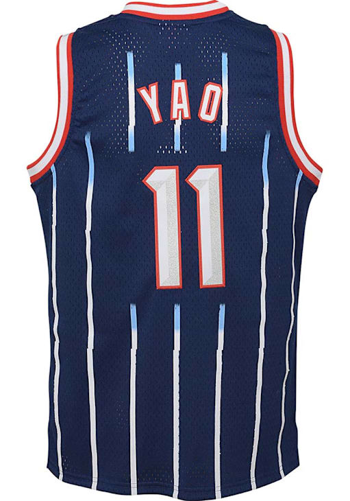 Yao Ming  Mitchell and Ness Houston Rockets Youth Swingman Road Navy Blue Basketball Jersey
