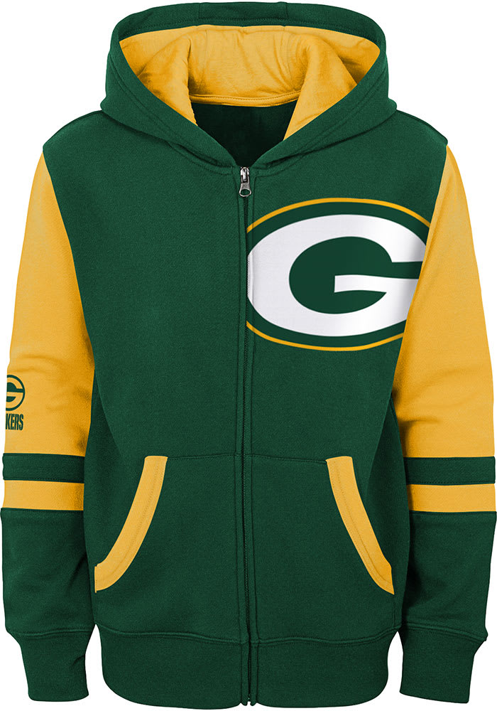 Green Bay Packers Boys Stadium Full Zip Hoodie A HUNTER