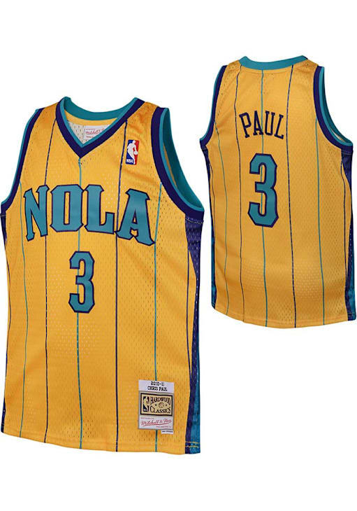 Chris Paul Mitchell and Ness New Orleans Pelicans Boys Yellow Swingman Alt  Basketball Jersey