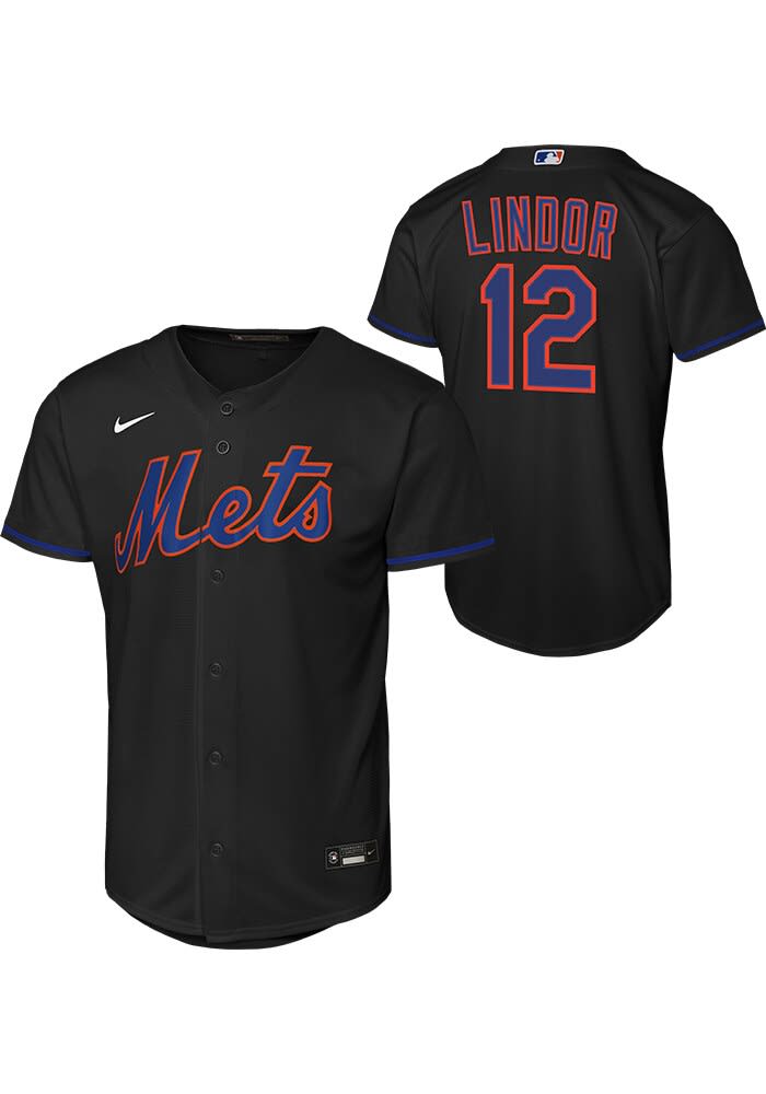 New York Mets Francisco Lindor Youth BLACK Alt. 1 Replica Baseball