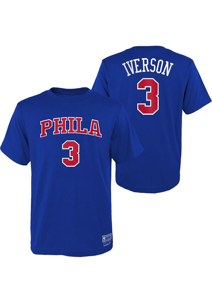 Allen Iverson Philadelphia 76ers Youth BLUE Retro NN Short Sleeve