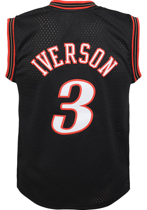 Allen Iverson  Mitchell and Ness Philadelphia 76ers Toddler Black Swingman Road Jersey Basketball..