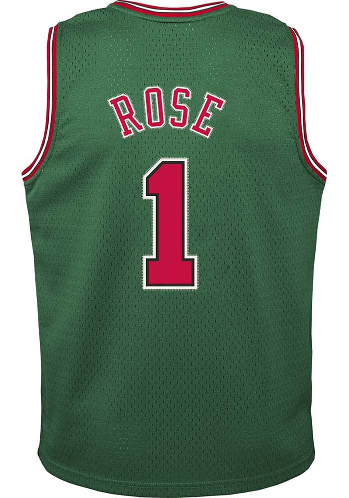 Chicago Bulls Derrick Rose Youth GREEN Swingman Alt Basketball