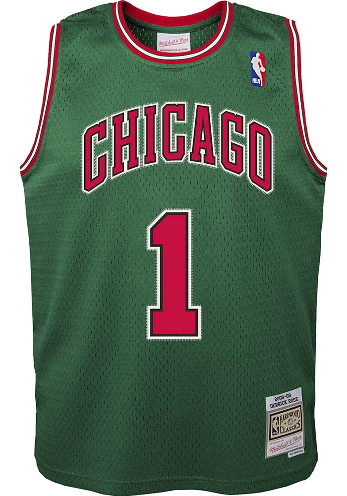 Chicago Bulls Derrick Rose Youth GREEN Swingman Alt Basketball