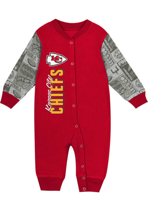 Kansas City Chiefs Baby Red Playbook Long Sleeve One Piece