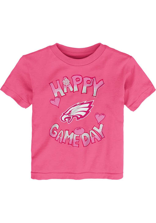 Philadelphia Eagles Infant Girls Happy Game Day Short Sleeve T-Shirt Pink