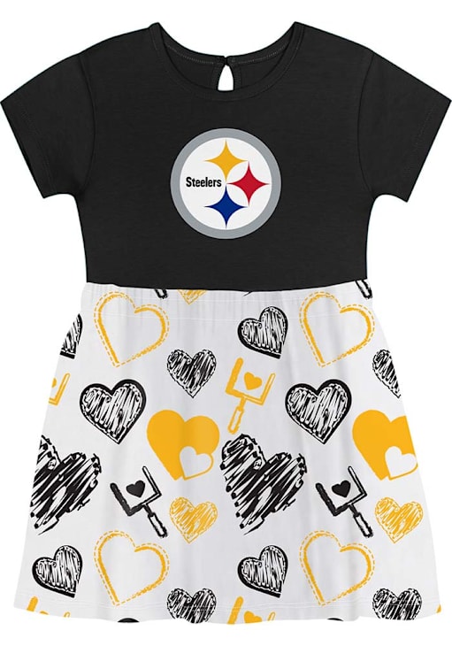 Pittsburgh Steelers Baby Girls BLACK All Heart Short Sleeve Dress