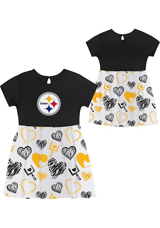 Pittsburgh Steelers Baby Girls BLACK All Heart Short Sleeve Dress - Main Image