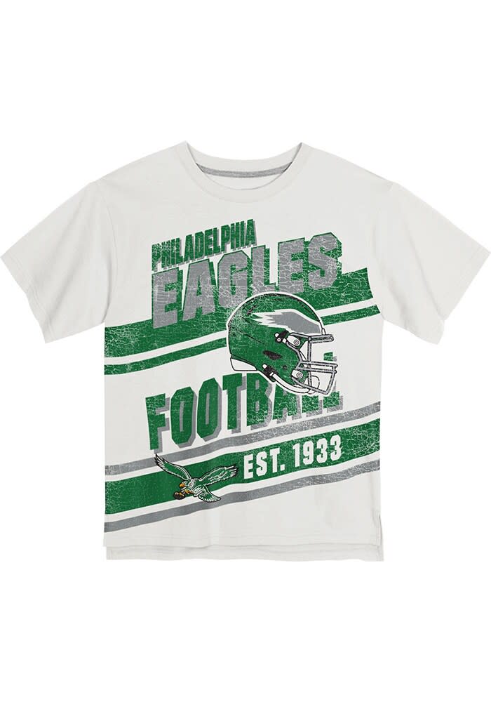 Philadelphia Eagles Boys White Retro Lets Get Loud Short Sleeve T Shirt