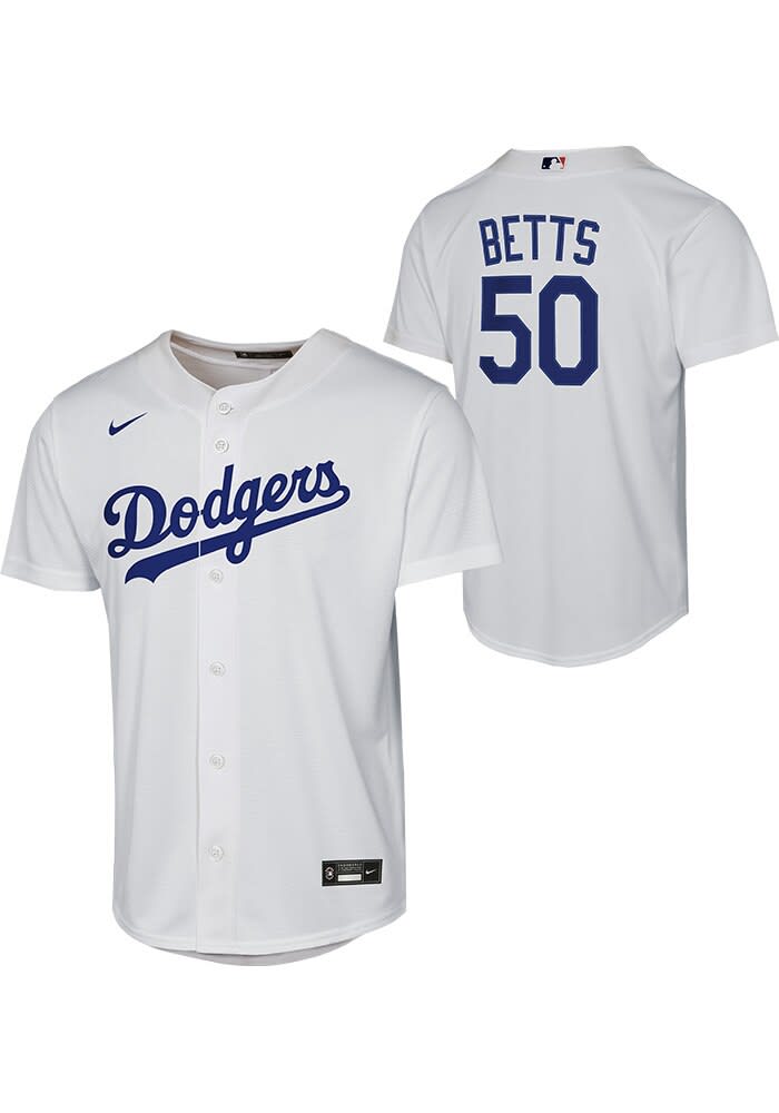 Los Angeles Dodgers Mookie Betts Youth White Home Replica Baseball